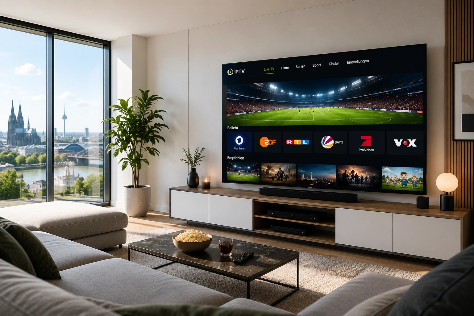 German IPTV Senderübersicht auf einem Smart-TV in Deutschland